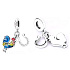 Charm Sterling Silver 925 Rooster and Horseshoe 2-in-1, Animal Bracelet Pendant