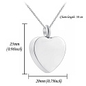 Commemorative urn pendant, Heart matt waterproof, Stainless steel 25 x 20 mm + chain 50 cm