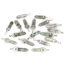 Labradorite Light Hexagon Pendulum Pendant Natural Stone 41 x 13 mm, Hand-Carved, Stone of Transformation