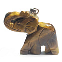 Tiger's Eye Elephant pendant natural stone, hand cut figurine 3,5 cm, sun and earth stone, brings luck and wealth