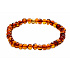 Amber Baltic cognac bracelet elastic natural, nugget irregular approx. 5 mm / 16 - 17 cm, stiff sunlight