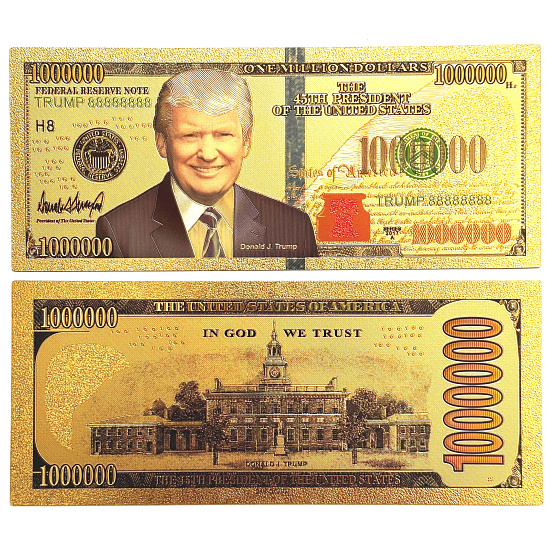 Talisman Gold plastic banknote 1 00 000 USD