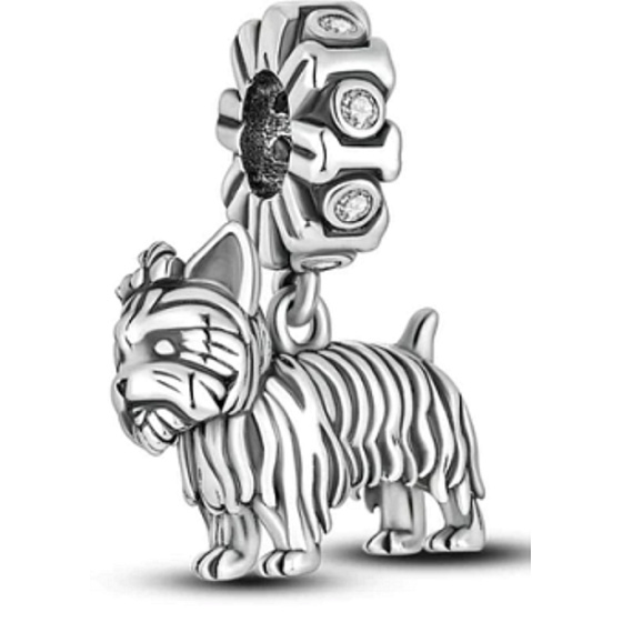 Charm Sterling Silver 925 Dog - Yorkshire Terrier - Yorkie, Animal Bracelet Pendant