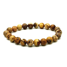 Jasper picture bracelet elastic natural stone, ball 8 mm / 16-17 cm, stone of positive energy