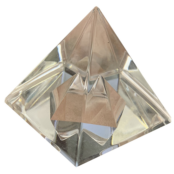 Glass pyramid in pyramid 50 mm crystal - glass paperweight