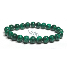 Malachite bracelet elastic natural stone, bead 8 mm / 16-17 cm, wishing stone