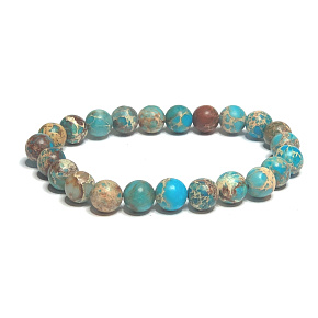 Jasper / Regalite Imperial Sea Sediment turquoise bracelet elastic mixed mineral, ball 8 mm / 16 - 17 cm