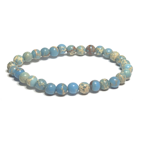 Jasper / Regalite Imperial sea sediment light blue bracelet elastic mixed mineral, ball 6 mm / 16 - 17 cm