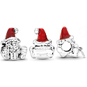 Sterling silver 925 Santa with red hat, Christmas bracelet bead
