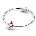 Sterling silver 925 Santa with red hat, Christmas bracelet bead