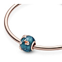 Sterling silver 925 Shimmering ocean waves with fish, bead for sea bracelet