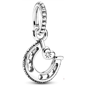 Charm Sterling silver 925 Horseshoe for luck, pendant on bracelet symbol