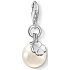 Charm Sterling silver 925 Pearl with four-leaf clover, lobster clasp, bracelet pendant symbol