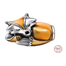 Charm Sterling Silver 925 Fox, Bead for Bracelet, Animal