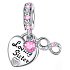Charm Sterling Silver 925 Sisters Forever Double Heart and Infinity, 3-in-1 Love Bracelet Pendant