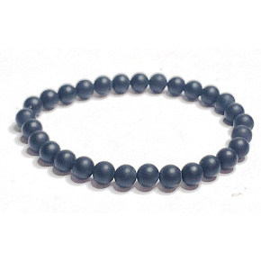 Onyx black matte bracelet elastic natural stone, ball 6 mm / 16 - 17 cm, life force stone