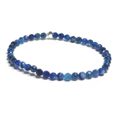 Kyanite blue facet bracelet elastic natural stone, ball 4 mm / 16-17 cm, stone link