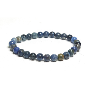 Dumortierite bracelet elastic natural stone, ball 6 mm / 16 - 17 cm, youth in the heart