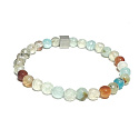 Agate light blue facet bracelet elastic natural stone, ball 6 mm / 16 - 17 cm