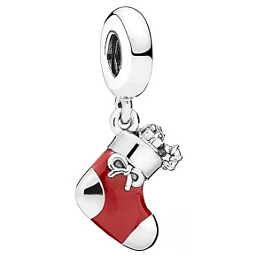 Charm Sterling silver 925 Christmas stocking, Christmas bracelet pendant