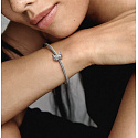 Charm Sterling silver 925 Sun and crescent with clear cubic zirconia, bead for bracelet universe