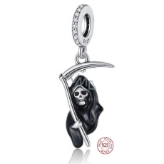 Charm Sterling silver 925 Death with Scythe, Halloween bracelet pendant