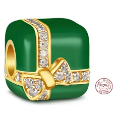 Sterling silver 925 Gift - package green, anniversary bracelet bead