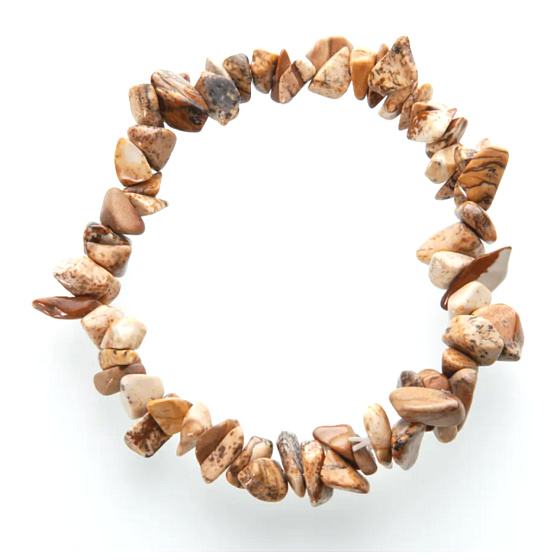 Jasper picture bracelet elastic chopped natural stone 19 cm, stone of positive energy