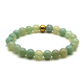 Chalcedony bracelet elastic natural stone, ball 8 mm / 16 - 17 cm, stone of love, joy