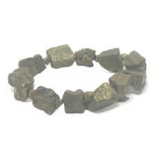 Pyrite iron bracelet elastic natural stone made of rounded stones 10 - 14 mm / 16 - 17 cm, master of self-confidence and abundance