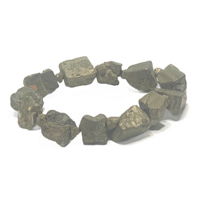 Pyrite iron bracelet elastic natural stone made of rounded stones 10 - 14 mm / 16 - 17 cm, master of self-confidence and abundance