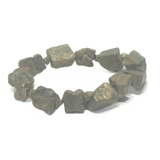 Pyrite iron bracelet elastic natural stone made of rounded stones 10 - 14 mm / 16 - 17 cm, master of self-confidence and abundance