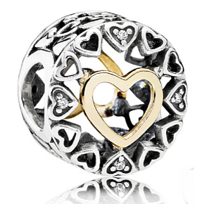 Sterling silver 925 Loving circle heart love bead for bracelet