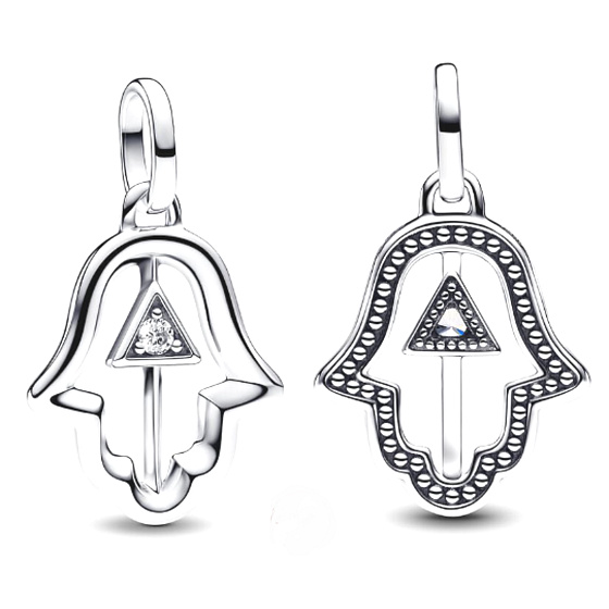 Charm Sterling Silver 925 Mini Medallion Hand of Fatima, Bracelet Pendant Symbol