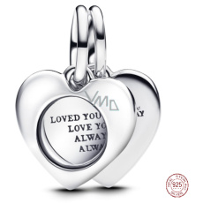 Charm Sterlingové stříbro 925 Srdce 2v1 gravírovatelná lupa srdce, přívěsek na náramek láska Charm Sterlingové stříbro 925 Srdce 2v1 gravírovatelná lupa srdce, přívěsek na náramek láska