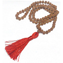 108 Mala Shiva Rudraksha, meditation jewellery, natural Indian seeds, knotted, elastic, handmade, tassel 8 cm, bead 7-8 mm