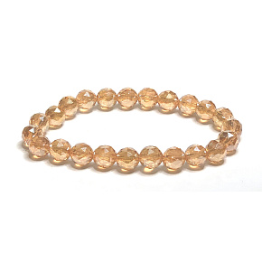Crystal Aqua aura gold color facet semi-metallic finish, bracelet elastic natural stone, bead 8 mm / 16 - 17 cm, stone stones