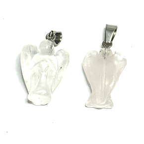 Crystal Angel guardian pendant natural stone hand cut 2 - 2,2 cm, stone stones