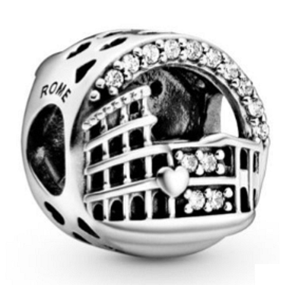 Sterling silver 925 Rome - Colosseum, travel bracelet bead