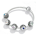 Charm Sterling silver 925 Zodiac sign, cubic zirconia Libra, bead for bracelet