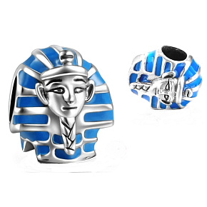 Charm Sterling silver 925 Egypt Pharaoh, bead on travel bracelet