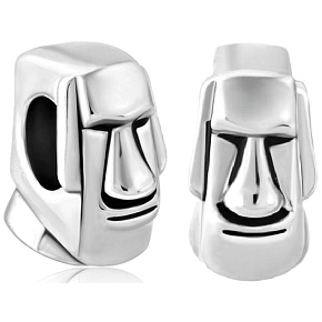 Charm Sterling silver 925 Easter Island Moai Statue, bead on travel bracelet