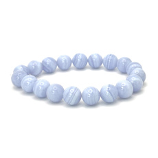 Chalcedony bracelet elastic natural stone, ball 10 mm / 16 - 17 cm, AA quality, stone of love, joy