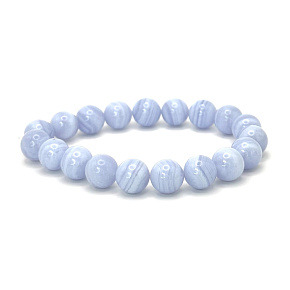 Chalcedony bracelet elastic natural stone, ball 10 mm / 16 - 17 cm, AA quality, stone of love, joy