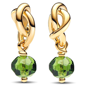 Charm Sterling Silver 925 Intertwined Faceted Eternity Circle Light Green, Bracelet Pendant Symbol August