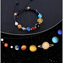 Chakra bracelet - Planets of the solar system, natural stone, hand knitted, adjustable size