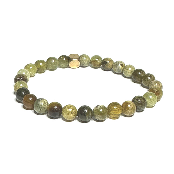 Garnet Tsavorite green bracelet elastic natural stone, ball 6 mm / 16-17 cm, gardener mascot