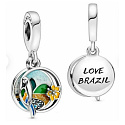 Sterling silver 925 I Love Brazil - Brazilian Beach, 2in1 travel bracelet pendant
