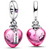 Charm Sterling silver 925 Mysterious heart with Murano red glass love potion, pendant for bracelet
