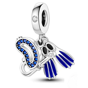 Charm Sterling Silver 925 Diving, Snorkeling, 3-in-1 Pendant for Sports Bracelet